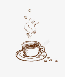 灰色咖啡豆咖啡杯矢量图素材