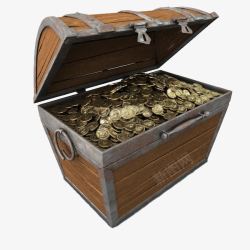 装满铜钱木箱素材