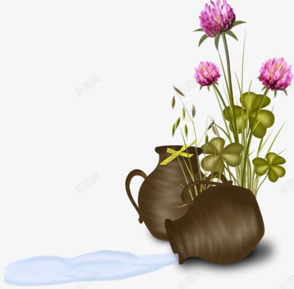 花瓶植物png免抠素材_新图网 https://ixintu.com 倒水 植物鲜花 洒出谁 洒水 花瓶