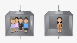 卡通人物等电梯坐电梯高清图片