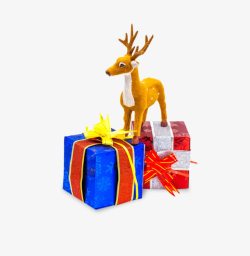 圣诞礼物和鹿素材
