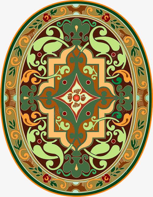圆形地毯png免抠素材_新图网 https://ixintu.com 圆形 绿色 花纹 装饰素材