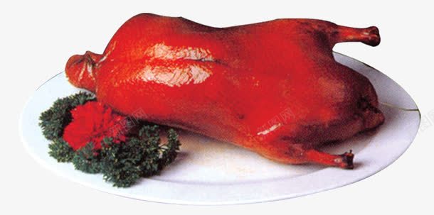烧鸭png免抠素材_新图网 https://ixintu.com 吊烧鸭 烤鸭 盘子 红色 美味的鸭肉 美食