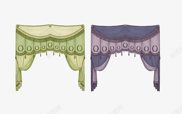 手绘窗帘png免抠素材_新图网 https://ixintu.com 复古 手绘 窗帘 装饰