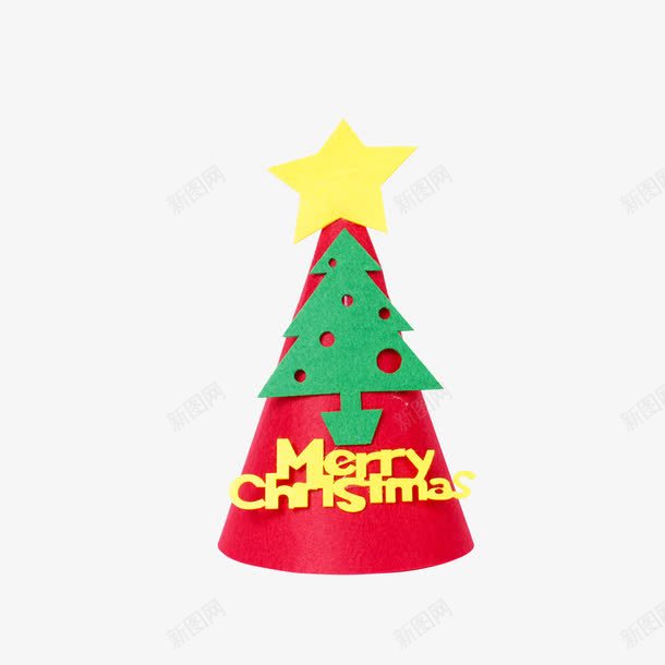圣诞绿色树星星帽子图标png_新图网 https://ixintu.com 圣诞图标 圣诞树 星星帽子 红色帽子