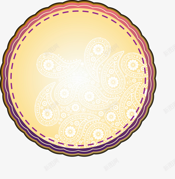 黄色花纹圆圈图案png免抠素材_新图网 https://ixintu.com 圆圈标志 花纹图案 花边圆圈 花边标签 装饰图案 黄色圆圈