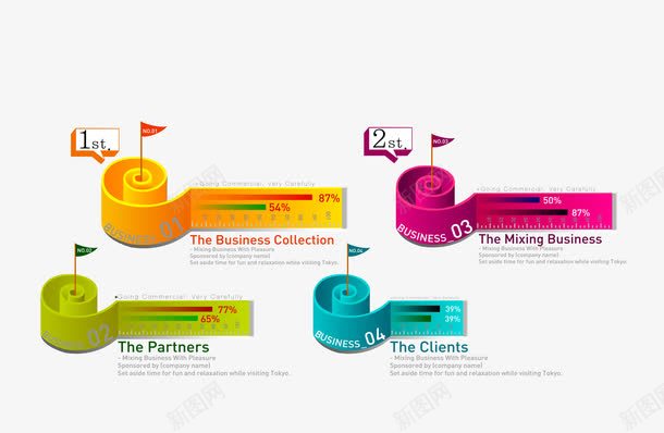 创意立体信息图表png免抠素材_新图网 https://ixintu.com 信息图表 信息标签 商务金融 演示图形