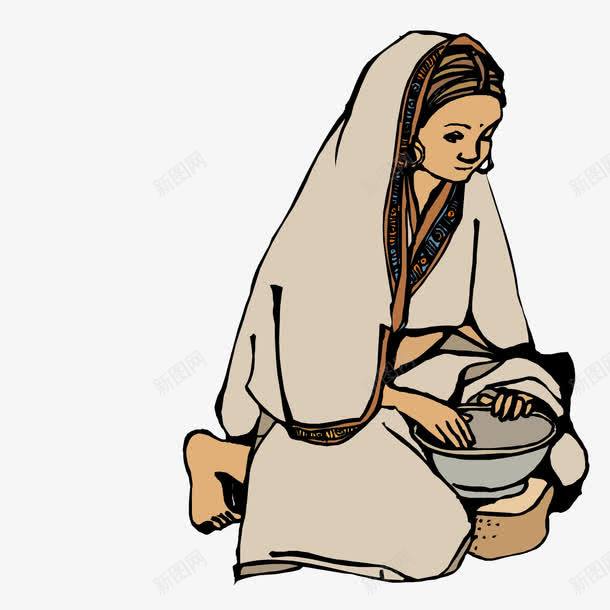 要饭的妇女png免抠素材_新图网 https://ixintu.com 妇女 手捧碗 拿碗 要饭 跪着