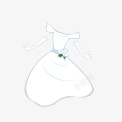 白色简笔婚纱卡通婚礼元素矢量图素材