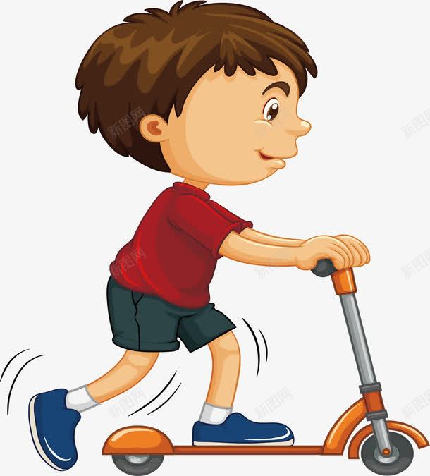 玩滑板车的少年png免抠素材_新图网 https://ixintu.com 滑板少年 滑板车 玩滑板车 矢量png 红衣少年 运动少年
