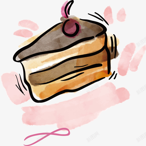 水彩蛋糕矢量图图标ai_新图网 https://ixintu.com logo设计 商业 好吃 水彩蛋糕 精美食物 美味 矢量图