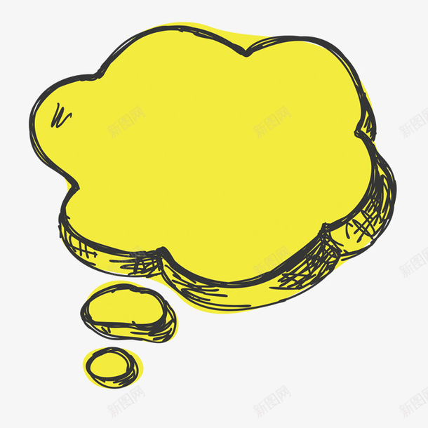 黄色对话框png免抠素材_新图网 https://ixintu.com PNG图形 PNG装饰 对话框 手绘 装饰 黄色