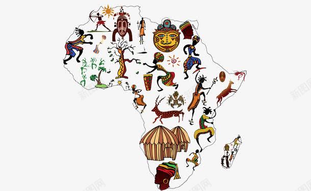 创意非洲地图png免抠素材_新图网 https://ixintu.com 创意 动物 地图 平面 植物 非洲