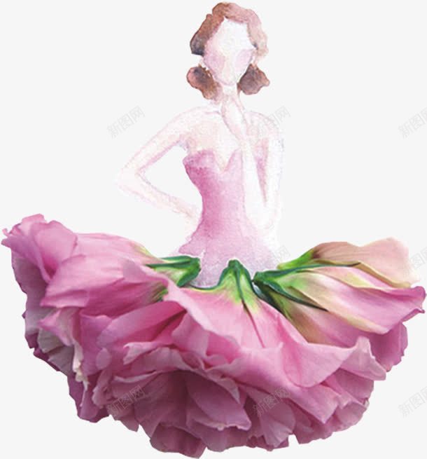 玫瑰花人物png免抠素材_新图网 https://ixintu.com 粉色玫瑰花