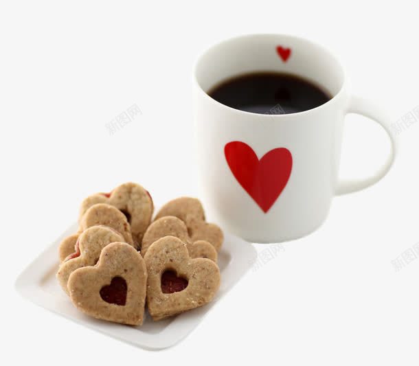 有爱的咖啡饼干下午茶png免抠素材_新图网 https://ixintu.com 下午茶 咖啡 爱心 饼干