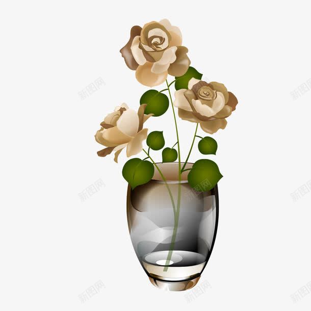 插玫瑰花的花瓶png免抠素材_新图网 https://ixintu.com 插花 玫瑰 玫瑰花 花瓶 花瓶素材