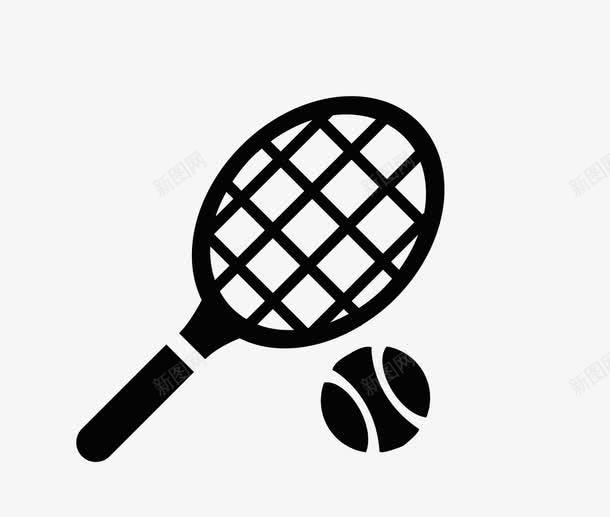 卡通黑白色网球标识图标png_新图网 https://ixintu.com 卡通 标识 网球 黑白色