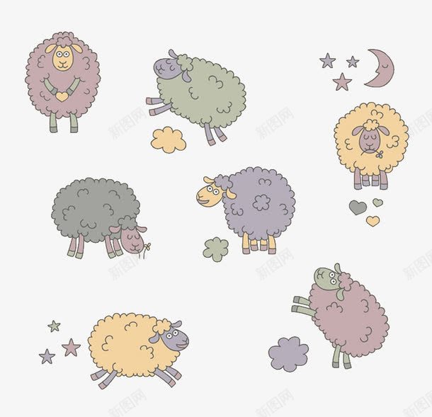 可爱的小绵羊png免抠素材_新图网 https://ixintu.com 动物 卡通 可爱 绵羊