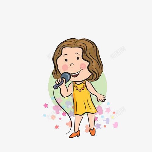 唱歌的小女孩png免抠素材_新图网 https://ixintu.com 卡通人物 手绘 手绘人物 手绘女孩