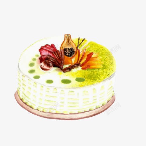 生日蛋糕手绘画片png免抠素材_新图网 https://ixintu.com 手绘美食 水果味 生日蛋糕 色彩画 蛋糕