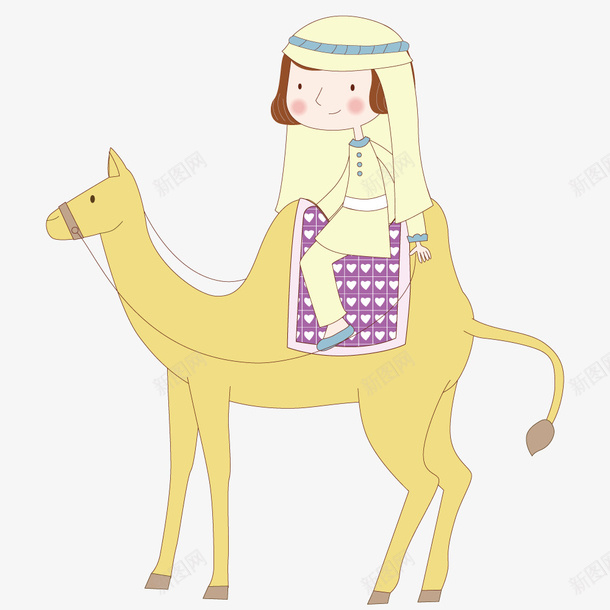 小女孩骑着骆驼矢量图ai免抠素材_新图网 https://ixintu.com 动物 卡通 女孩 插画 骆驼 矢量图