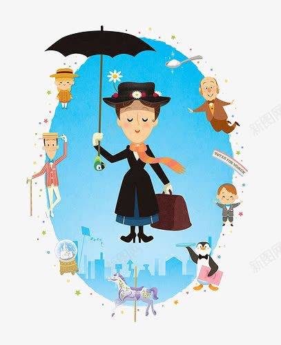 手绘打伞的女人png免抠素材_新图网 https://ixintu.com 创意 卡通 复古 女人 手绘 插画 长裙