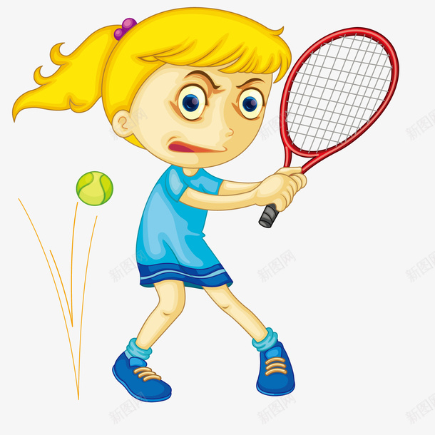 打网球的女孩矢量图ai免抠素材_新图网 https://ixintu.com 女孩 网球 运动 矢量图