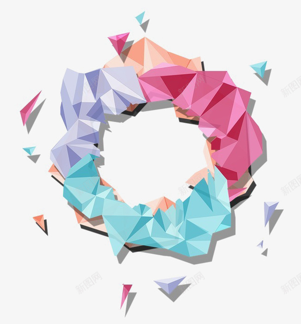 几何创意图案png免抠素材_新图网 https://ixintu.com 几何图案 创意图案 流行色 粉色 蓝色 边框