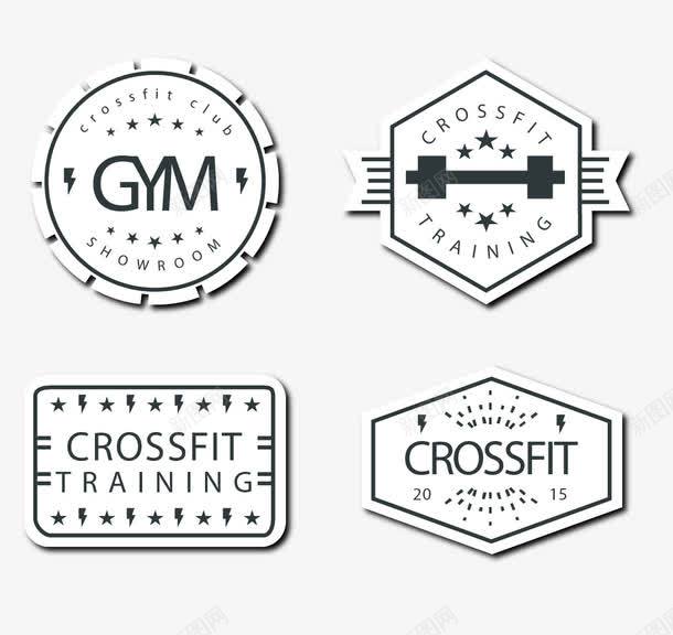 创意健身训练标签png免抠素材_新图网 https://ixintu.com 健身 哑铃 标签 训练 运动