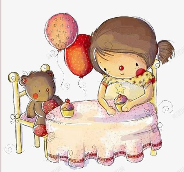 小女孩png免抠素材_新图网 https://ixintu.com 创意 卡通 小女孩 手绘 用餐