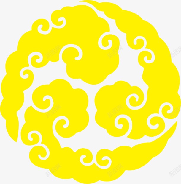 传统圆形图案png免抠素材_新图网 https://ixintu.com 传统花样 圆形图案 黄色