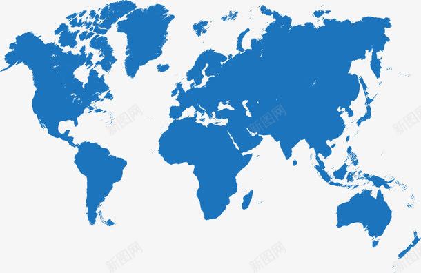 手绘蓝色地图png免抠素材_新图网 https://ixintu.com 世界地图 手绘 蓝色