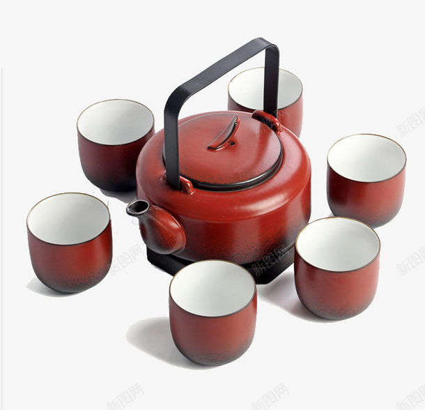 红色古典茶具整套茶具png免抠素材_新图网 https://ixintu.com 产品实物 红色 茶具