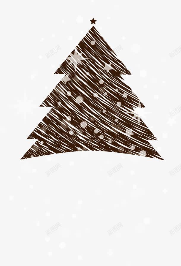 圣诞节棕色圣诞树png免抠素材_新图网 https://ixintu.com 冬季圣诞树 创意圣诞树 圣诞节 棕色圣诞树 白色雪子 白色雪花