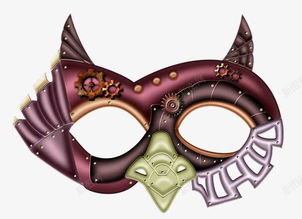 手绘舞会面具png免抠素材_新图网 https://ixintu.com 不对称面具 个性时尚 深紫色 面具