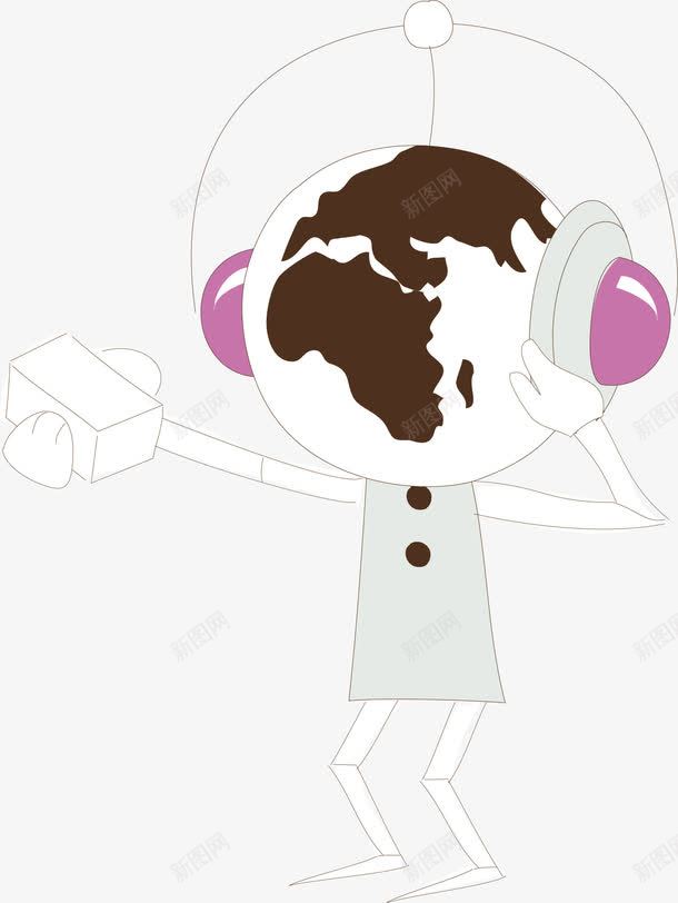 听音乐的小人png免抠素材_新图网 https://ixintu.com 卡通手绘 听音乐 戴着耳机 矢量插画