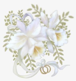 白色花朵丝带装饰素材