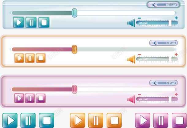 播放器按钮矢量图ai免抠素材_新图网 https://ixintu.com 彩色 按钮 播放器按钮 矢量素材 调音 矢量图