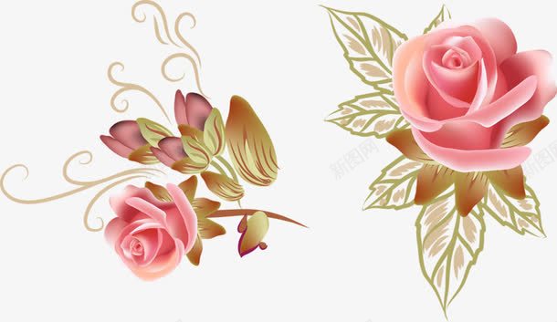 粉色玫瑰装饰png免抠素材_新图网 https://ixintu.com 玫瑰 粉色 素材 装饰
