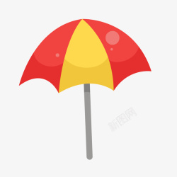 红色夏季卡通太阳伞素材