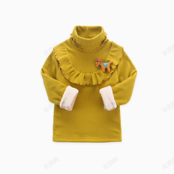 黄色高领衬衫png免抠素材_新图网 https://ixintu.com 产品实物 保暖 儿童 加绒 衬衫 高领
