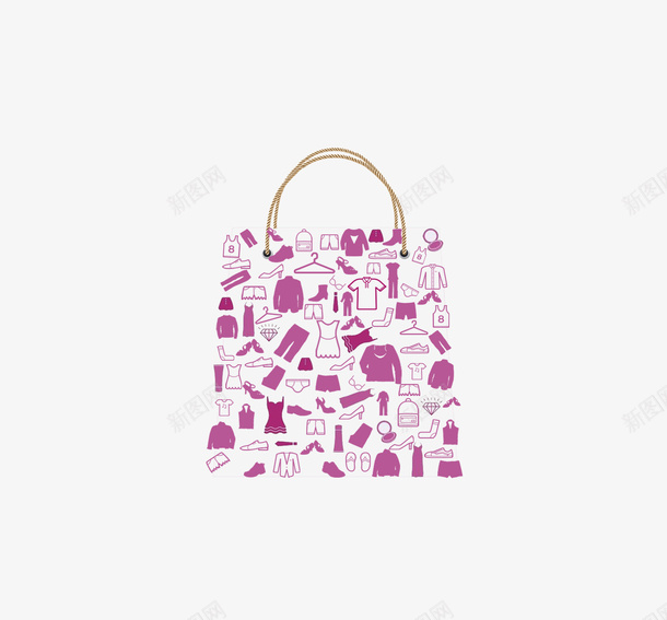 衣物组成的购物袋psd免抠素材_新图网 https://ixintu.com 日用 日用购物袋 矢量购物袋 衣物 购物袋 黄色