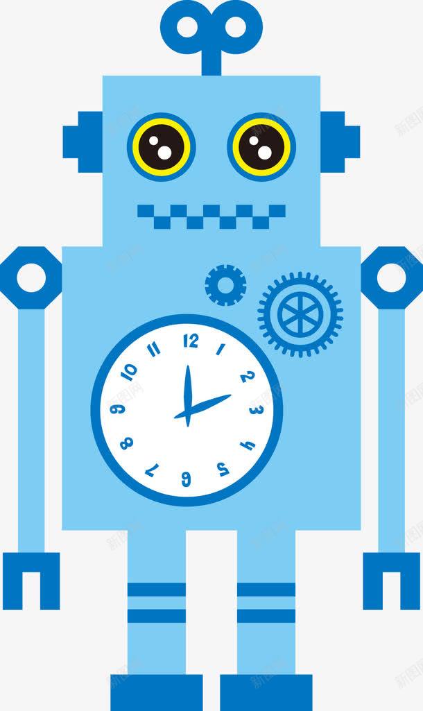 钟表机器人png免抠素材_新图网 https://ixintu.com 卡通 手绘 手臂 指针 机器人 白色 简图 蓝色 钟表
