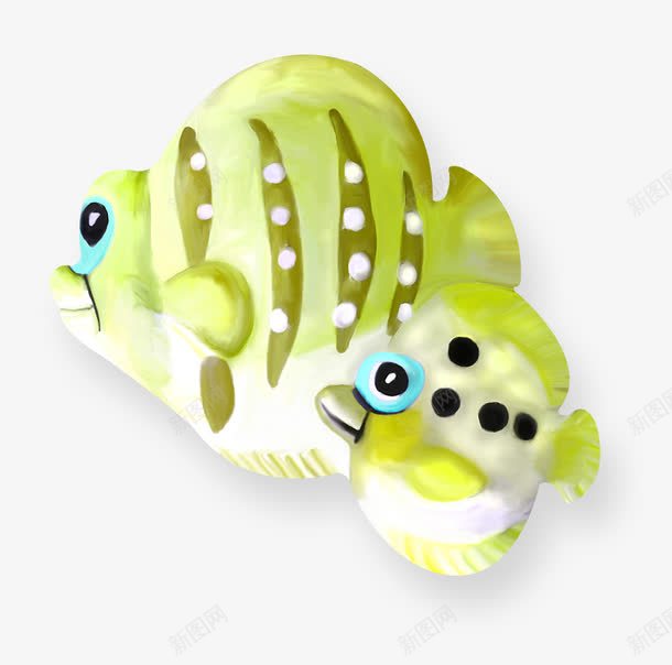 海洋黄色小丑鱼两个png免抠素材_新图网 https://ixintu.com 卡通 小丑鱼 小丑鱼Q版 手绘 海洋 鱼类