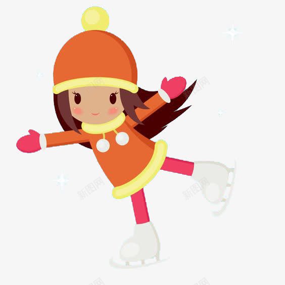 滑冰的女孩png免抠素材_新图网 https://ixintu.com 女孩 帽子 张开手臂 滑冰