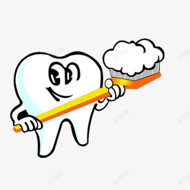 卡通牙齿刷牙png免抠素材_新图网 https://ixintu.com 刷牙 卡通 牙齿