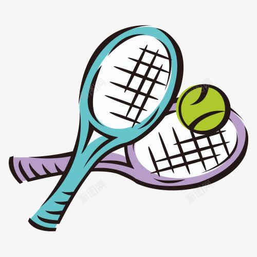 网球拍手绘png免抠素材_新图网 https://ixintu.com 彩色 手绘 网球拍 运动