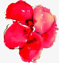 红色水墨花朵植物素材