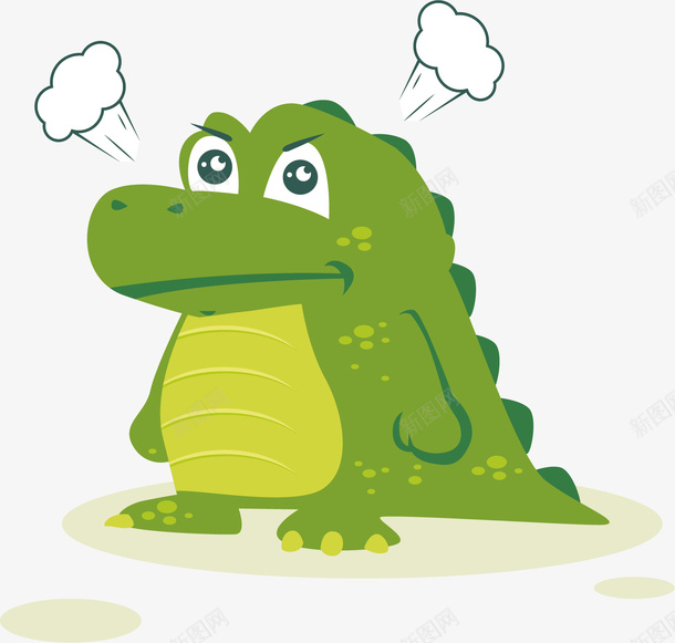 一只生气的绿色鳄鱼矢量图ai免抠素材_新图网 https://ixintu.com 大嘴巴 大眼睛 生气 绿色 肚皮 食肉动物 鳄鱼 矢量图
