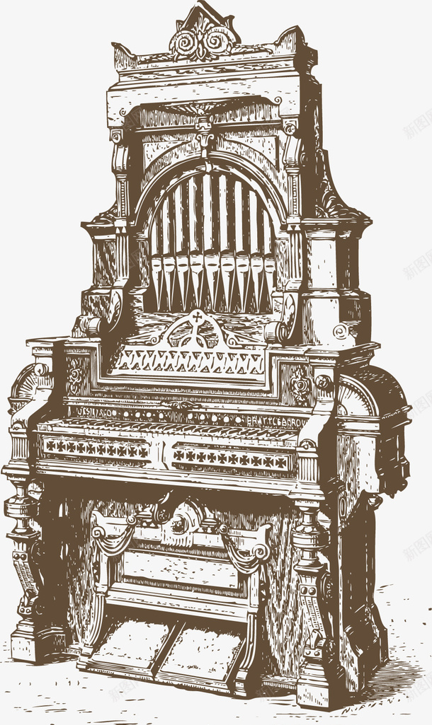 古老的手绘管风琴png免抠素材_新图网 https://ixintu.com 卡通管风琴 古老 手绘管风琴 矢量乐器 矢量管风琴 管风琴